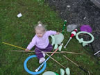 Chloe with my juggling equipment at St.Marks Fun Day (June 2003)