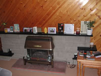 The fireplace in the living room