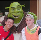 Photo taken on holiday in LA - Shrek in the background as we were at Universal Studios! - September 2001